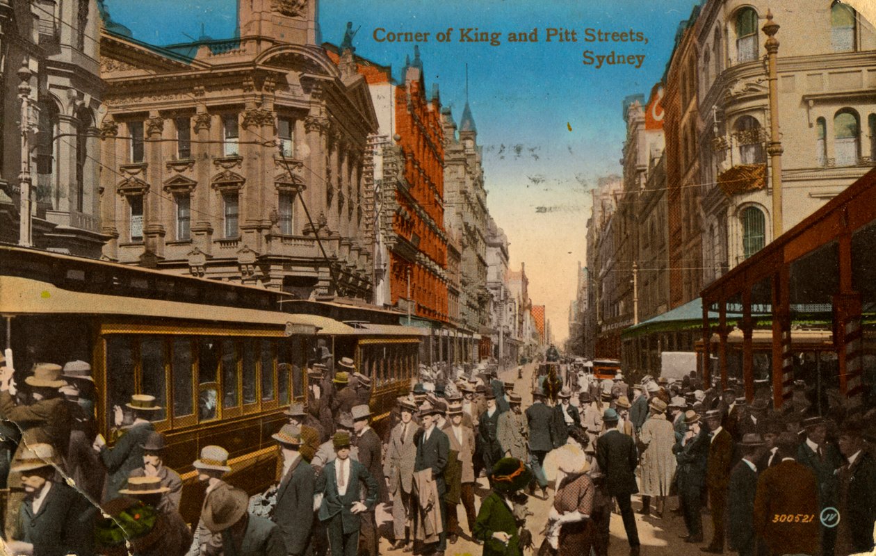 Canto das ruas King e Pitt, Sydney, Nova Gales do Sul, Austrália, c1917 de Unbekannt