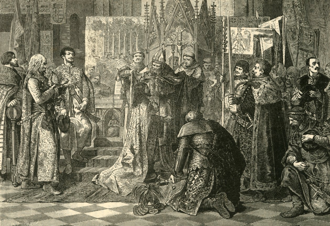Coroação em Cracóvia de Luís I da Hungria como rei da Polônia, 1370, 1890. de Unbekannt