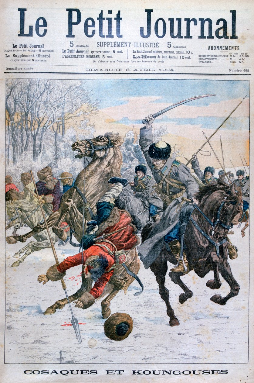 Cossacos lutando contra Manchus, guerra russo-japonesa, 1904 de Unbekannt