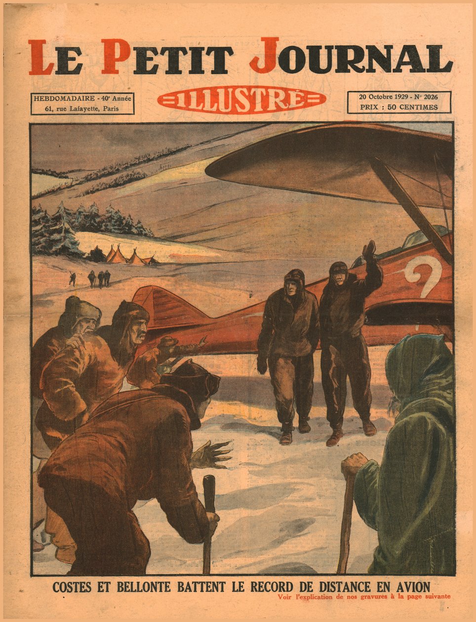 Costes e Bellonte bateram o recorde de distância de vôo, 1929. de Unbekannt
