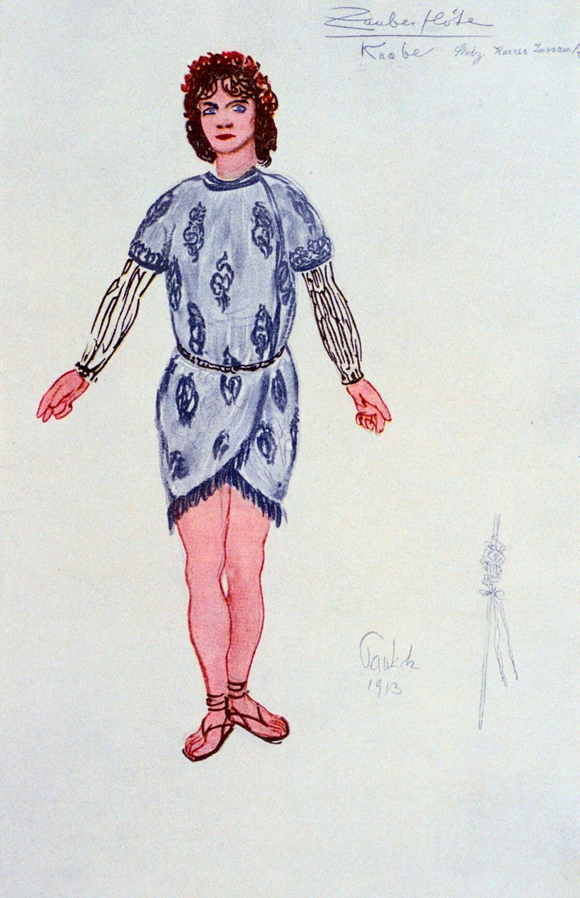 Figurino para um dos três jovens ou gênios, 1913 de Unbekannt