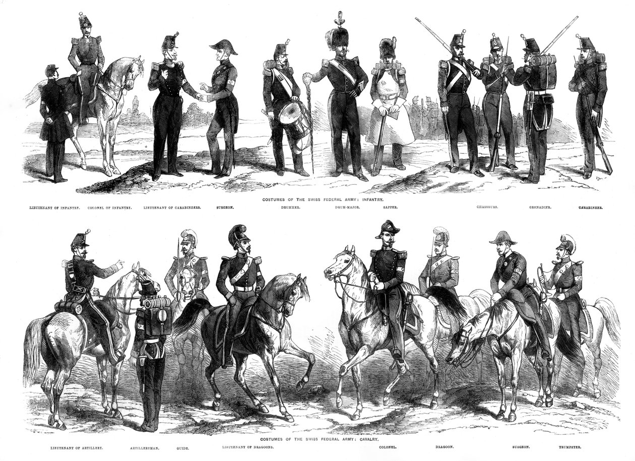 Trajes do exército federal suíço, 1857 de Unbekannt