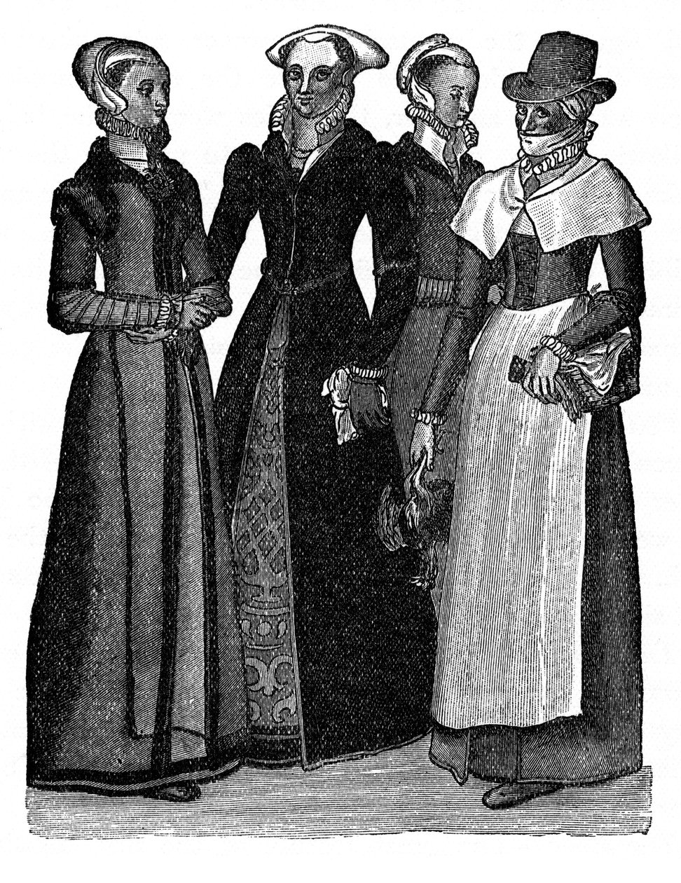 Trajes de mulheres da cidade e do campo, século 16, 1910 de Unbekannt