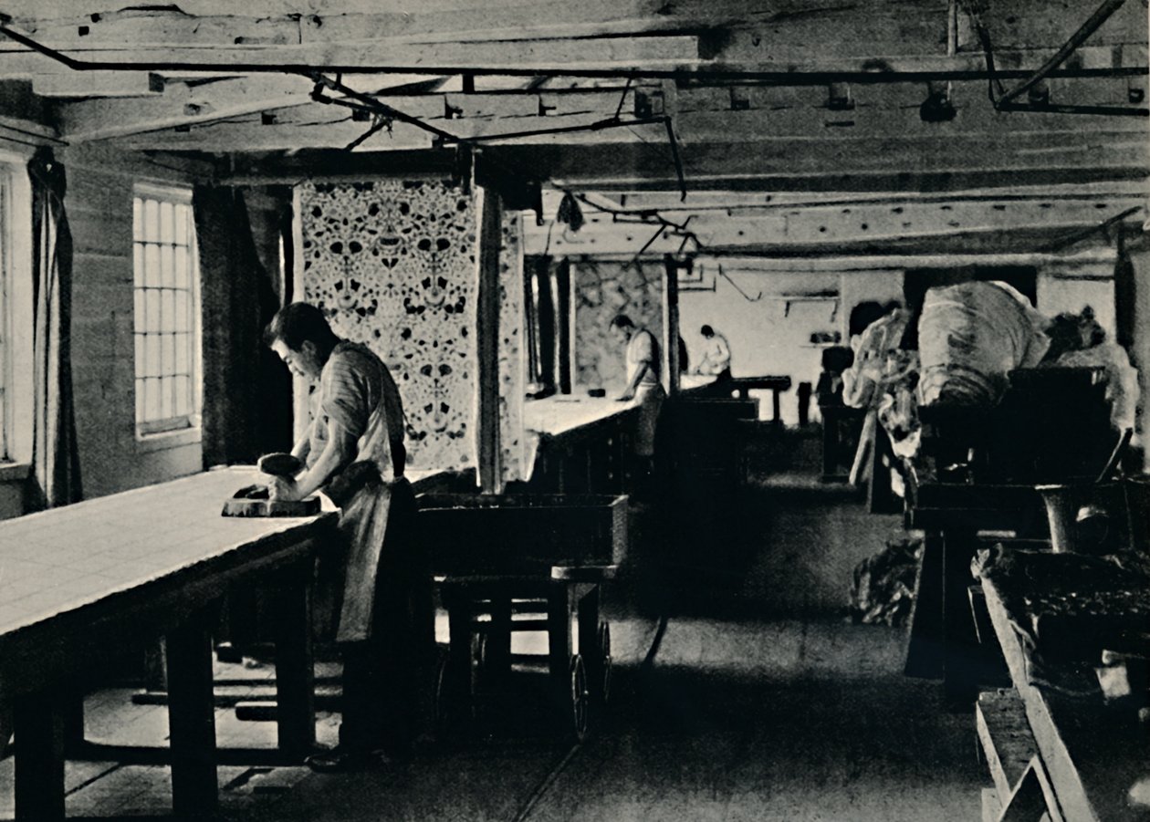 Impressão de algodão em Merton Abbey Works, c1884. de Unbekannt