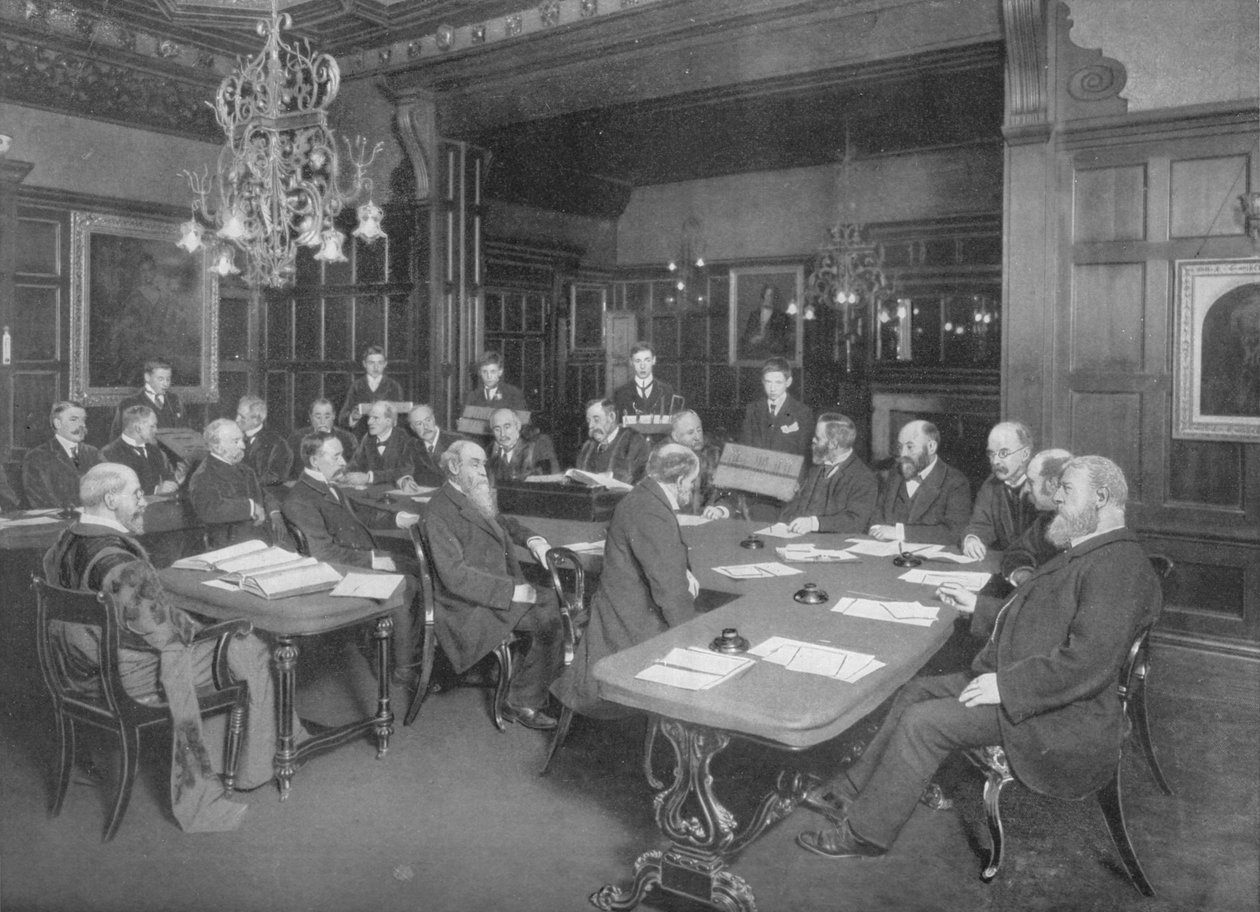 Court of the Cutlers Company: examinando o trabalho de seus aprendizes, Londres, 1902 1903 de Unbekannt