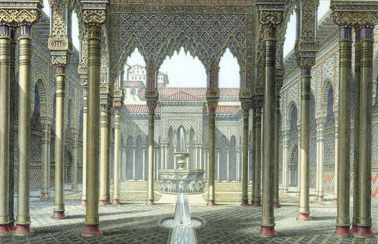 Tribunal dos Leões, Palácio de Alhambra, Granada, Espanha, final do século XIX de Unbekannt