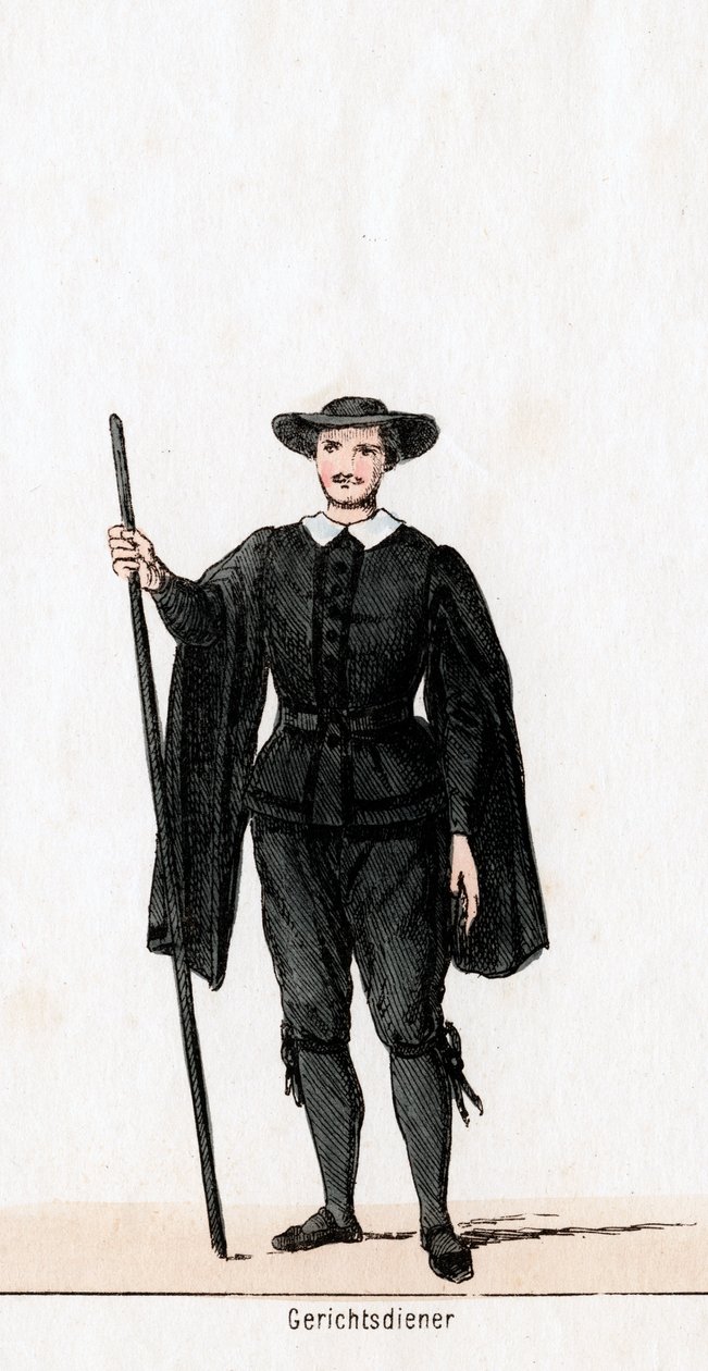 Arrumador da corte, figurino da peça de Shakespeares, Henrique VIII, século XIX de Unbekannt