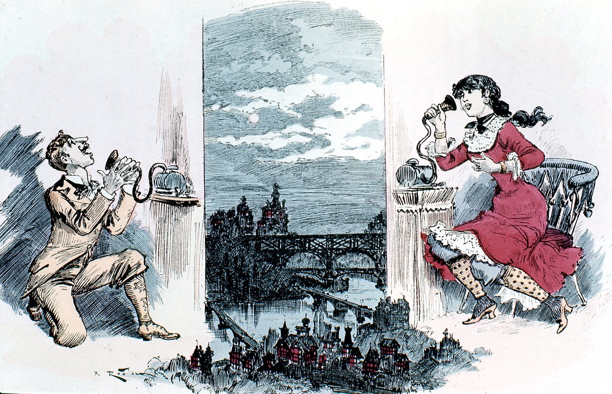 Cortejando por telefone em Paris, 1883 de Unbekannt