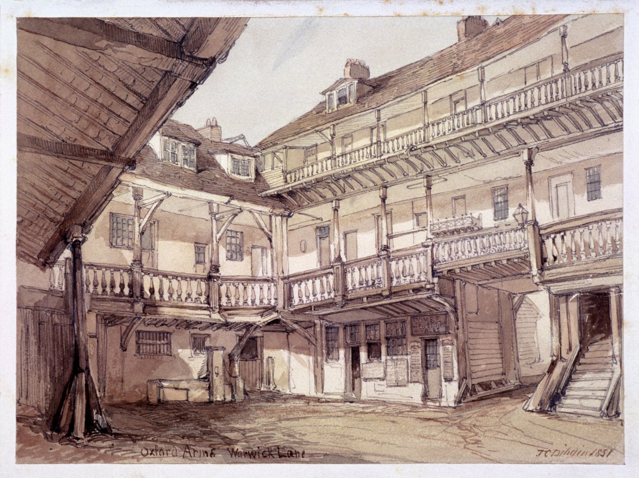 Pátio do Oxford Arms Inn, Warwick Lane, Londres, 1851 de Unbekannt