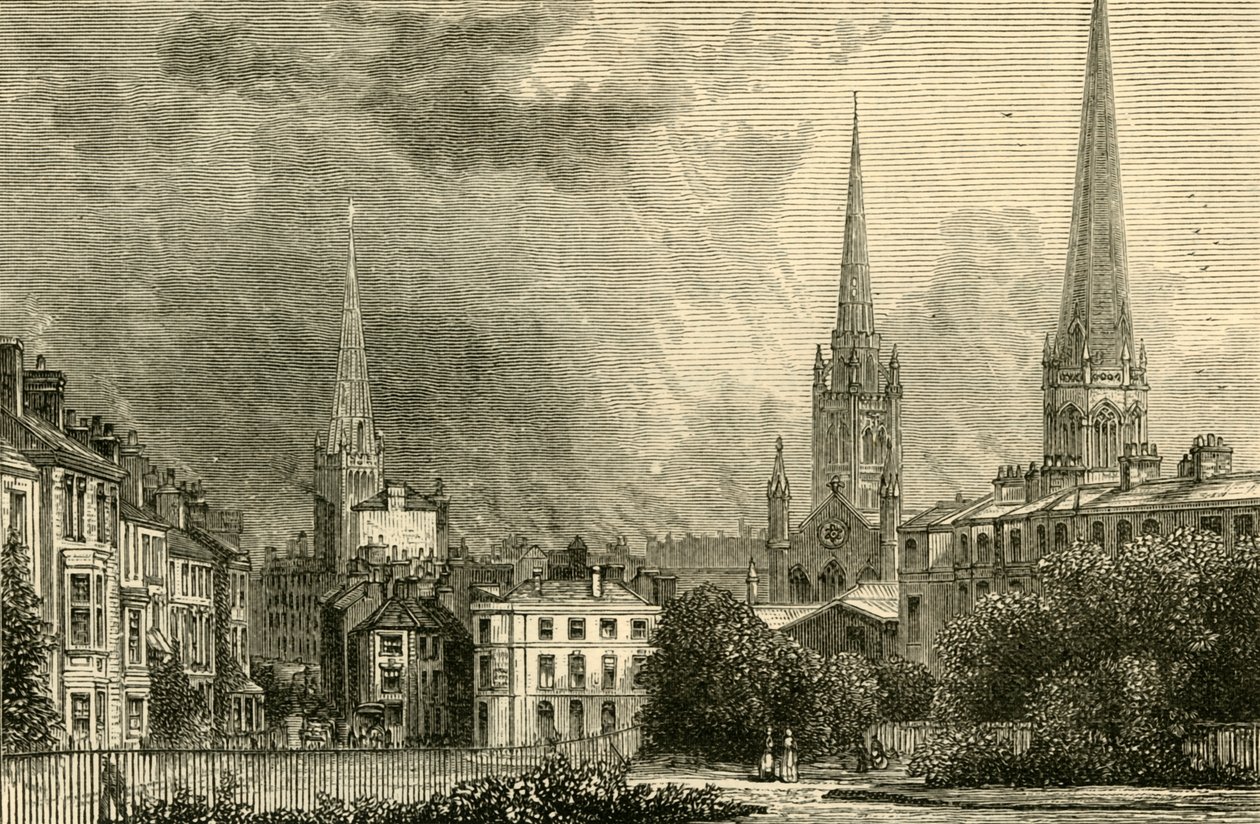 Coventry - Os Pináculos da Trindade, St. Michaels e Igreja de Cristo, 1898. de Unbekannt