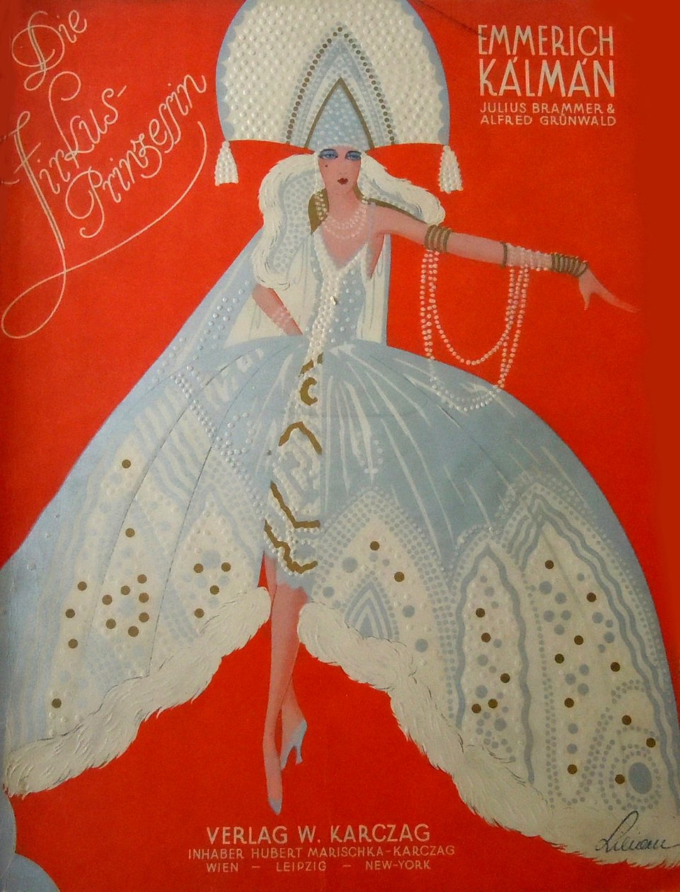 Capa para partitura original para piano de The Circus Princess de Emmerich Kalman, 1926. de Unbekannt