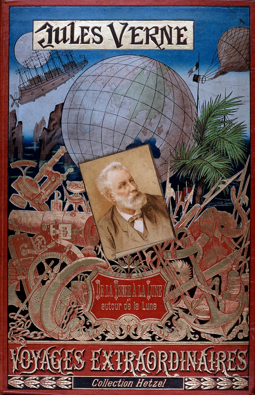 Capa da Terra à Lua e ao redor da Lua, de Jules Verne, c1896 de Unbekannt