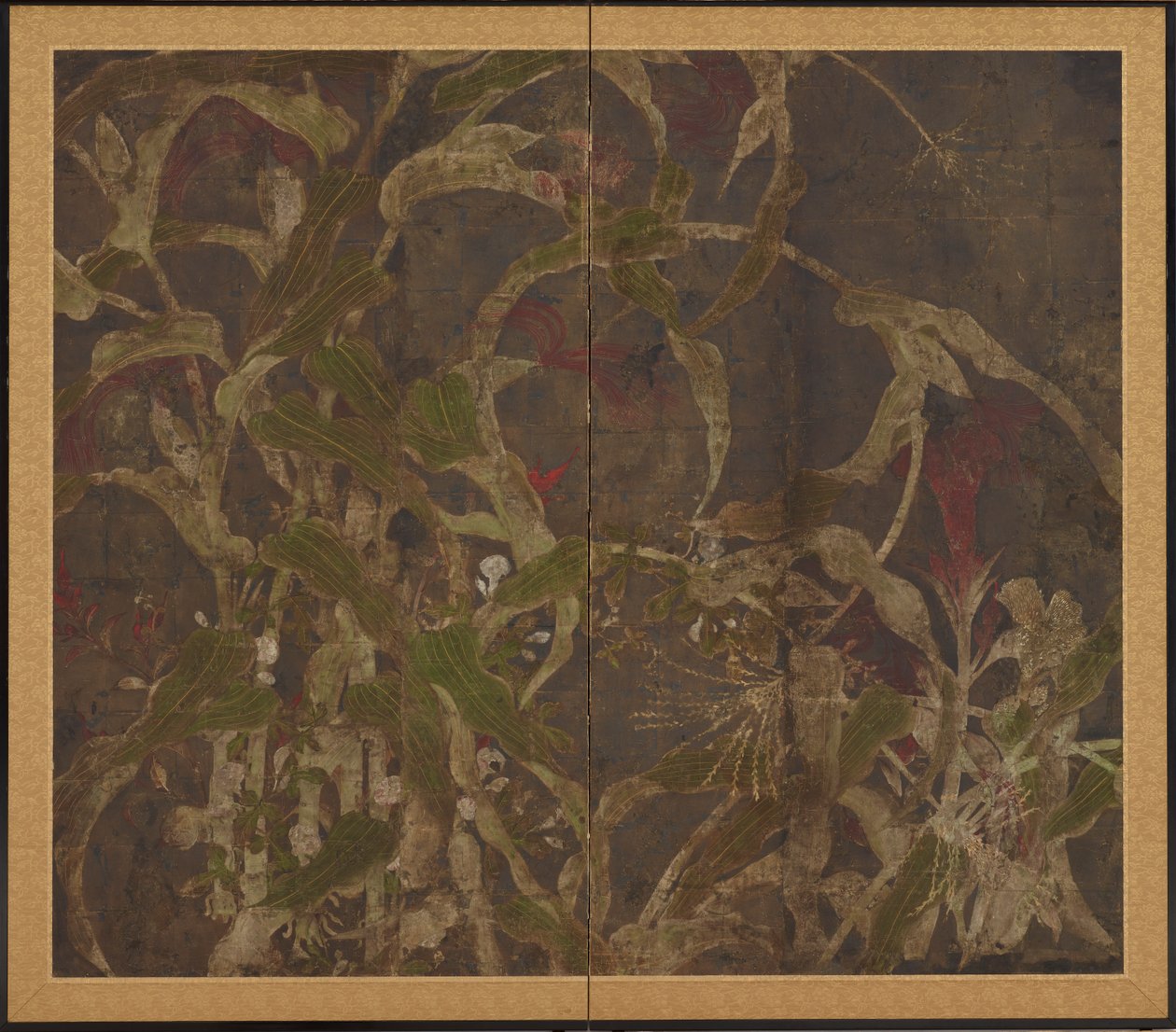 Coxcombs, milho e glórias da manhã, período Momoyama, 1568-1615. de Unbekannt
