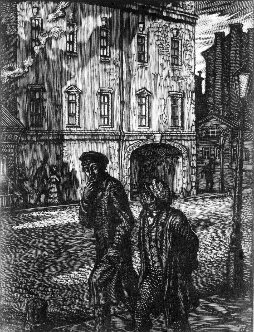 Romance "Crime e Castigo" de Fyodor Dostoyevsky, Ilustração de Feodor Konstantinov (Woodcut) de Unbekannt