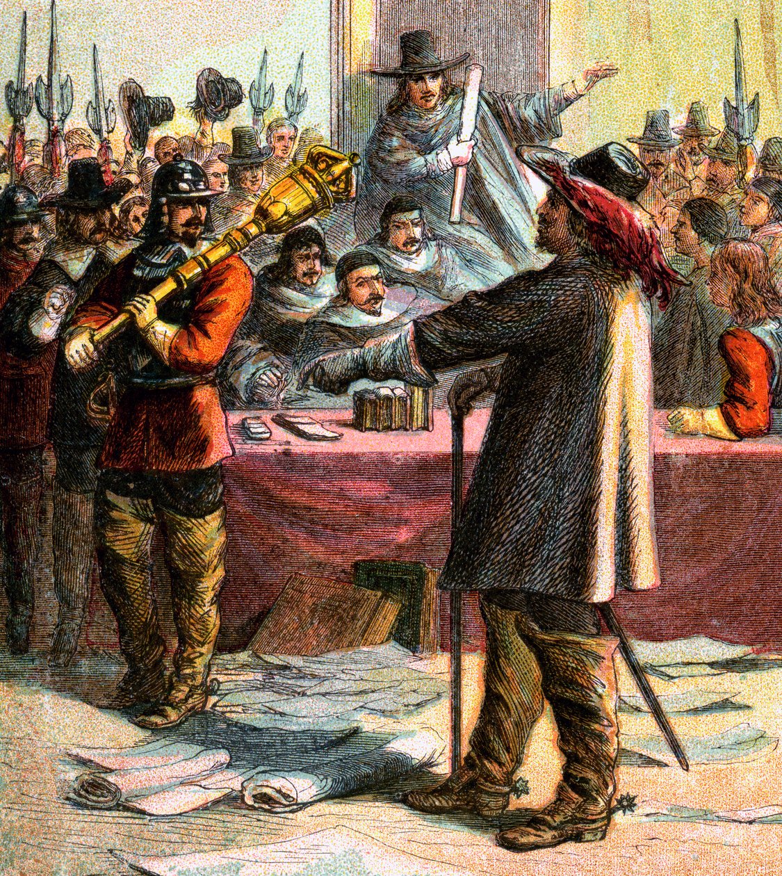 Cromwell Turns Out Parliament, século XVII, c1850 de Unbekannt