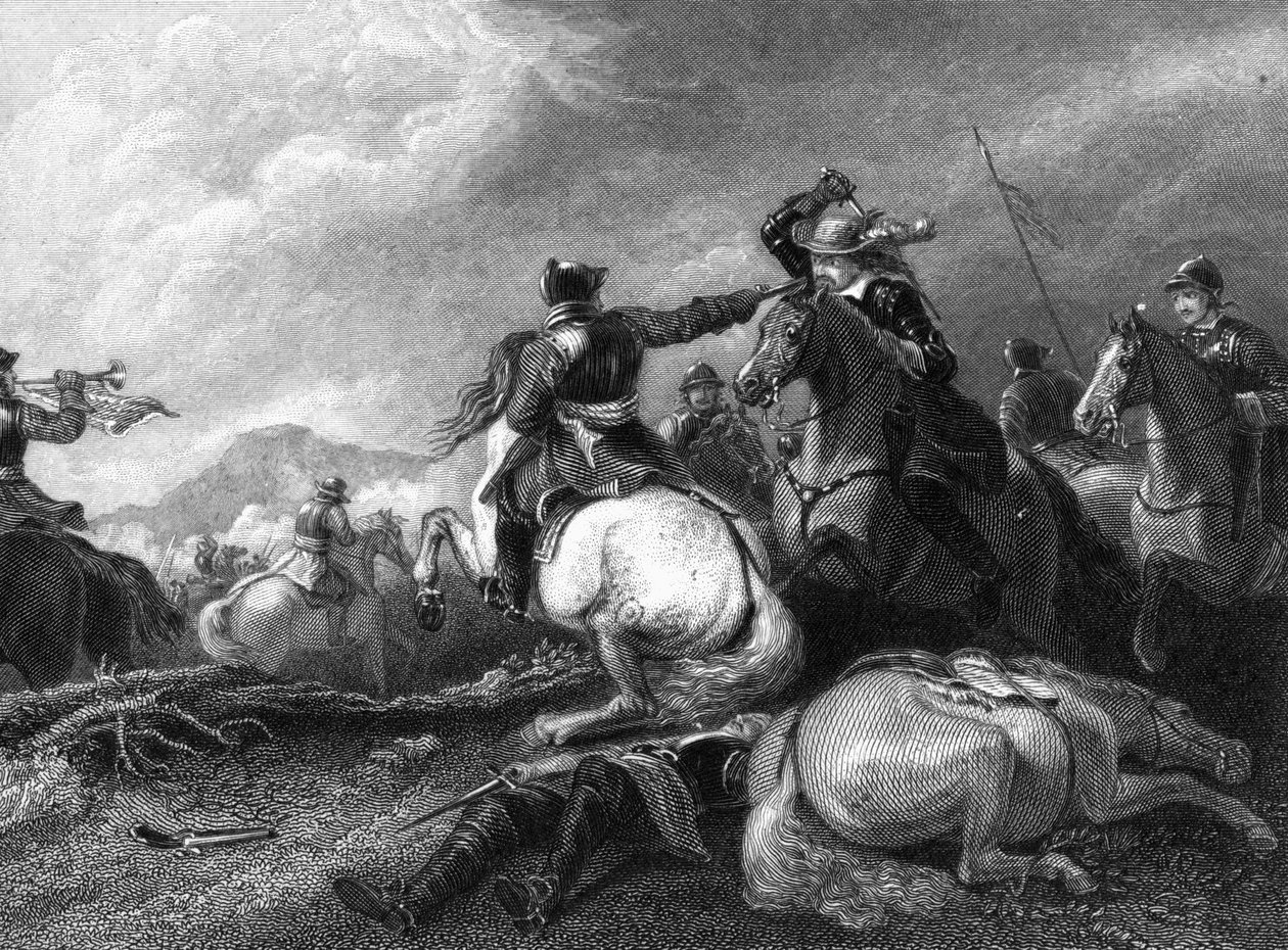 Cromwell na batalha de Marston Moor, 2 de julho de 1644, século XIX de Unbekannt