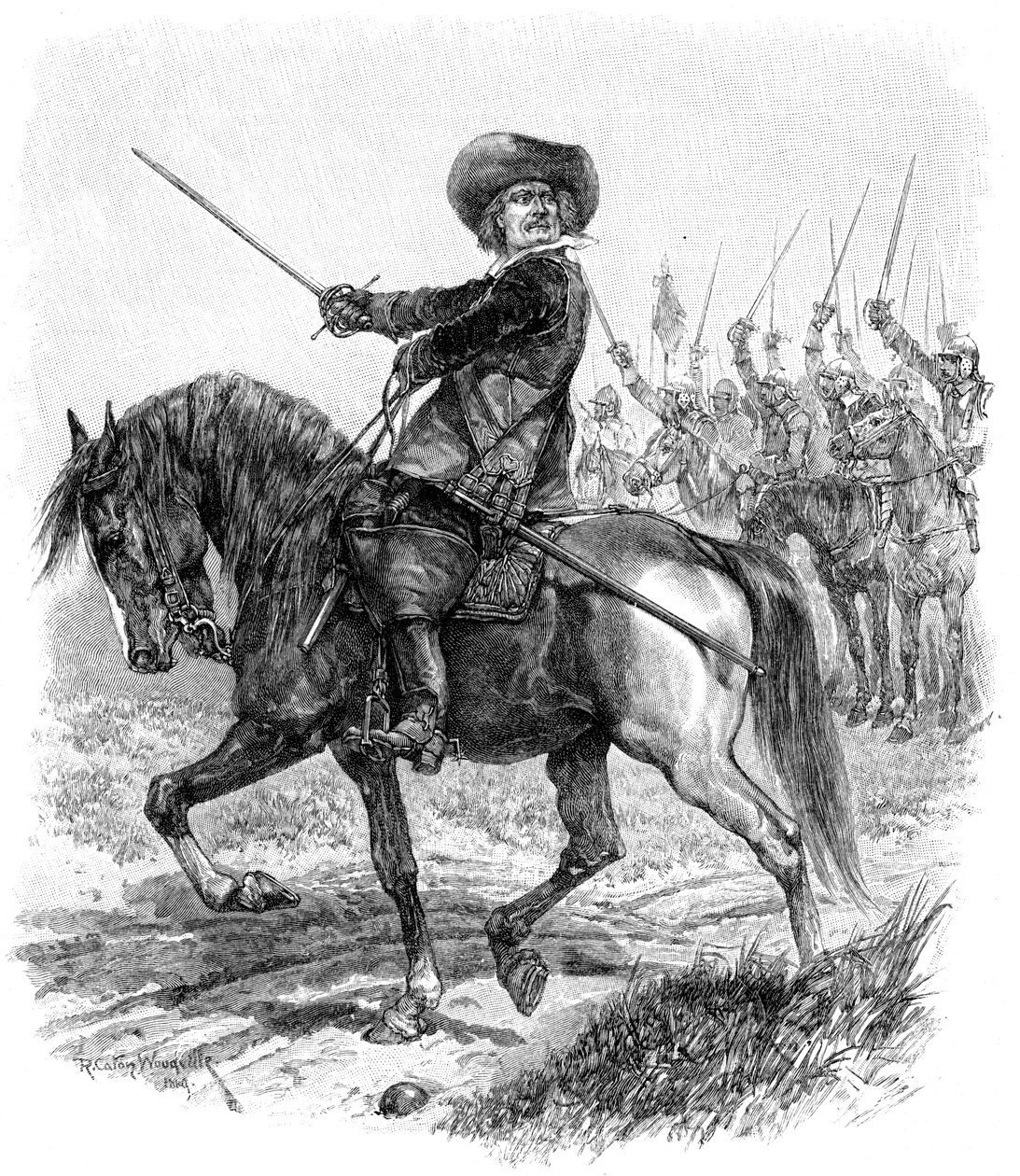 Cromwell na batalha de Marston Moor, 2 de julho de 1644, século XIX de Unbekannt