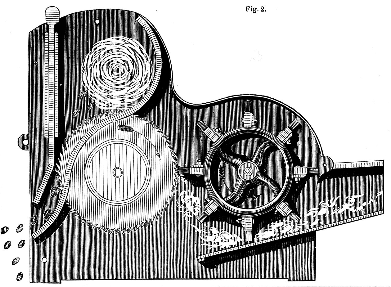Seção transversal do gim de serra Eli Whitneys 1765-1825 para a limpeza de algodão, 1865 de Unbekannt