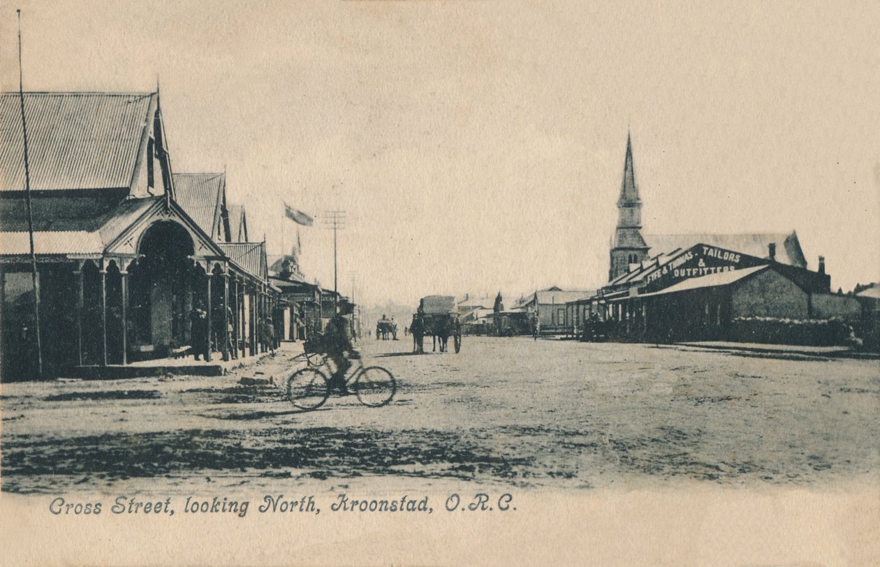 Rua transversal, olhando o norte, Kroonstad, ORC, c1905. de Unbekannt