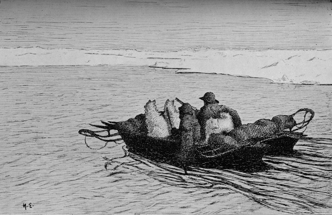 Cruzando uma fenda no gelo, c1893-1896, 1897 de Unbekannt