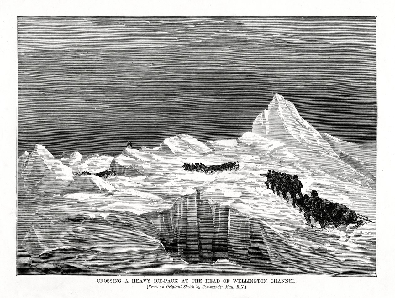 Cruzando um bloco de gelo pesado na cabeça do canal de Wellington, 1877 de Unbekannt