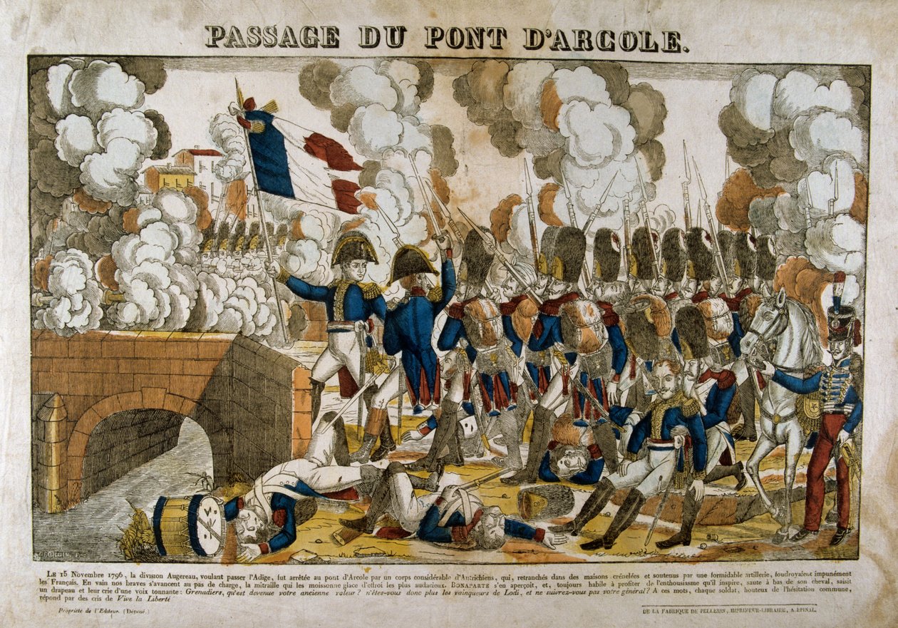 Travessia da ponte de Arcola, 15 de novembro de 1796, século XIX de Unbekannt