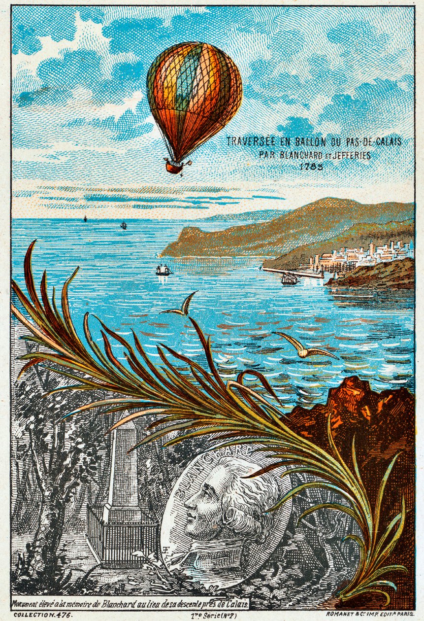 Travessia do Canal da Mancha por Blanchard e Jeffries, 1785, década de 1890 de Unbekannt