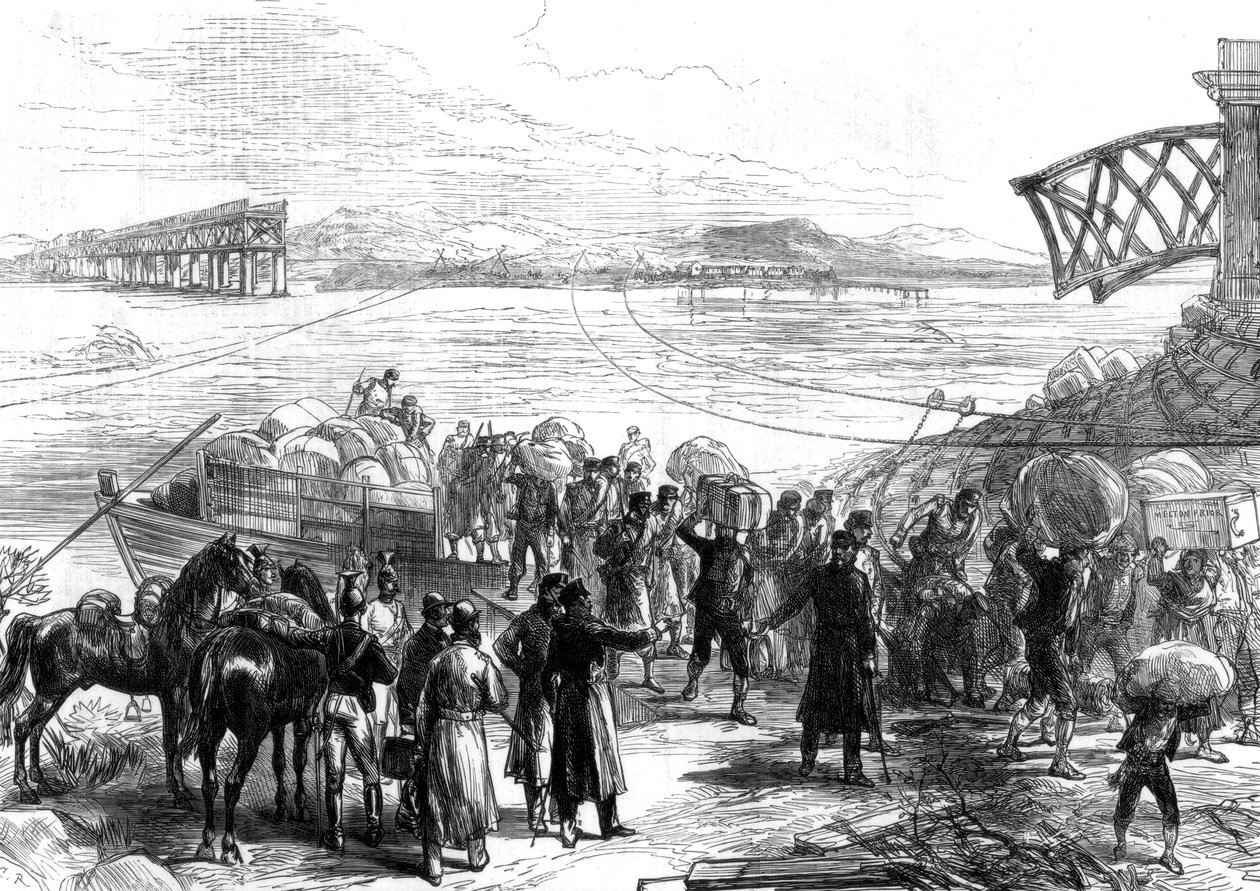 Atravessando o Ebro em Castijon, Guerra na Espanha, 1875 de Unbekannt