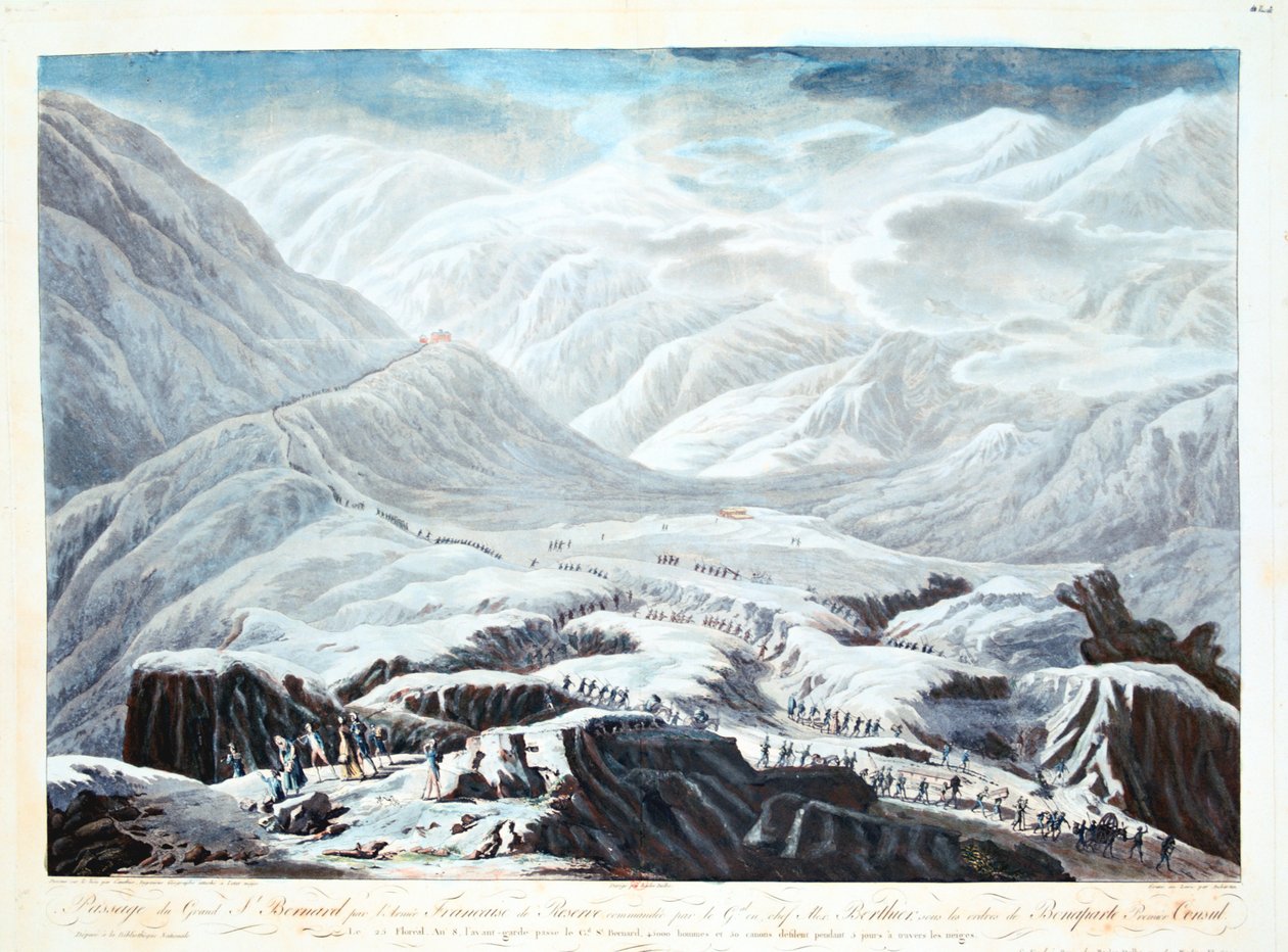 Atravessando a Passagem de São Bernardo, 1800 de Unbekannt