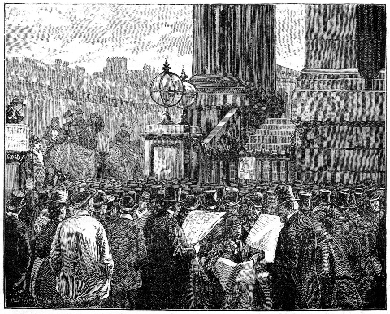 Multidão na Mansion House lendo os boletins da doença do Príncipe de Waless, 1871 1900 de Unbekannt