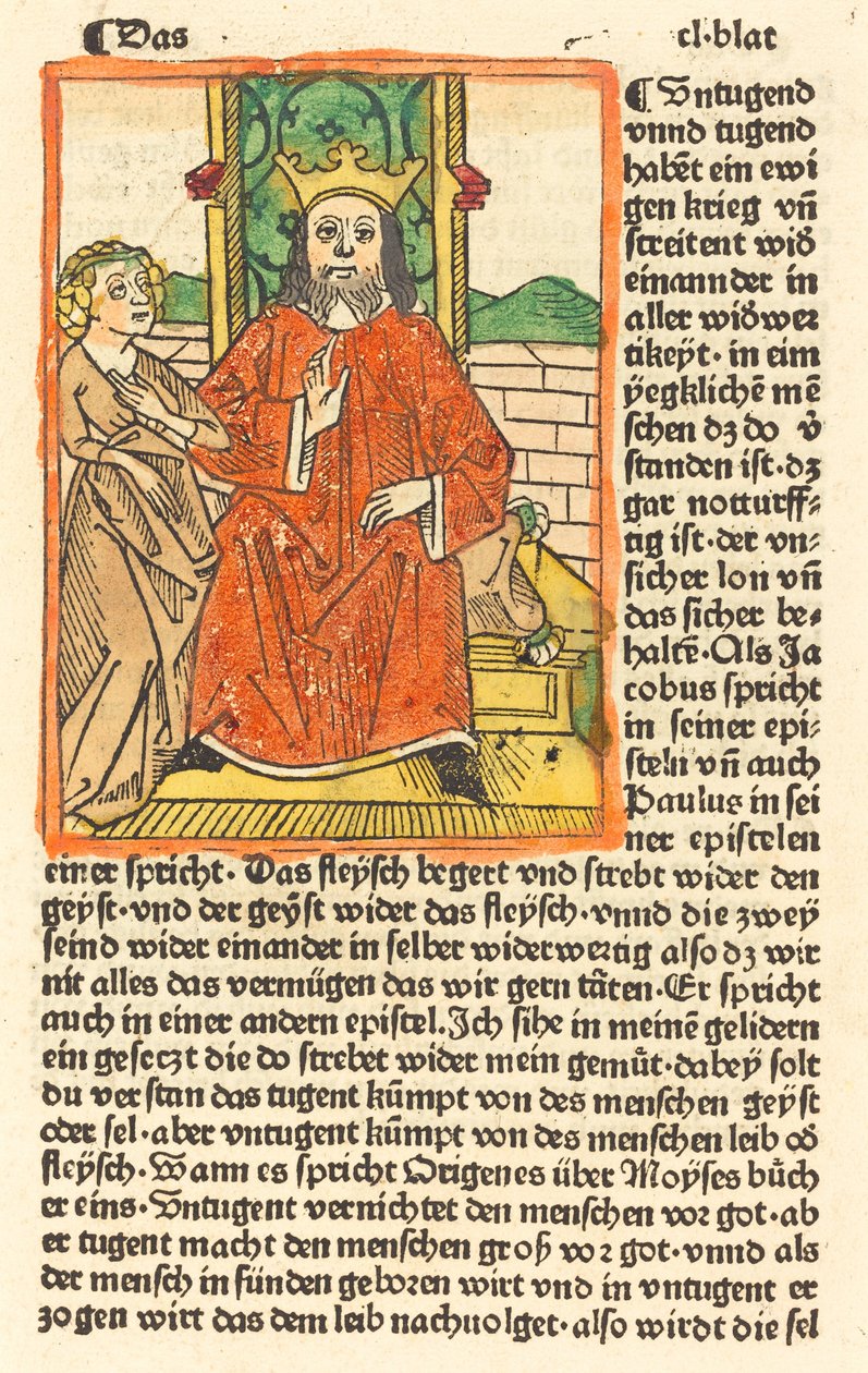 Homem coroado em um trono com a Virgem em pé à esquerda, c. 1479. de Unbekannt