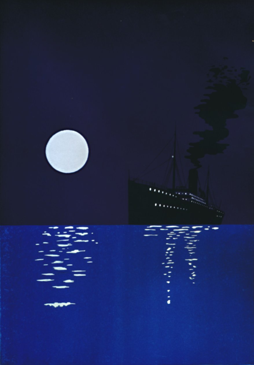 Navio de cruzeiro no mar ao luar, 1909. de Unbekannt