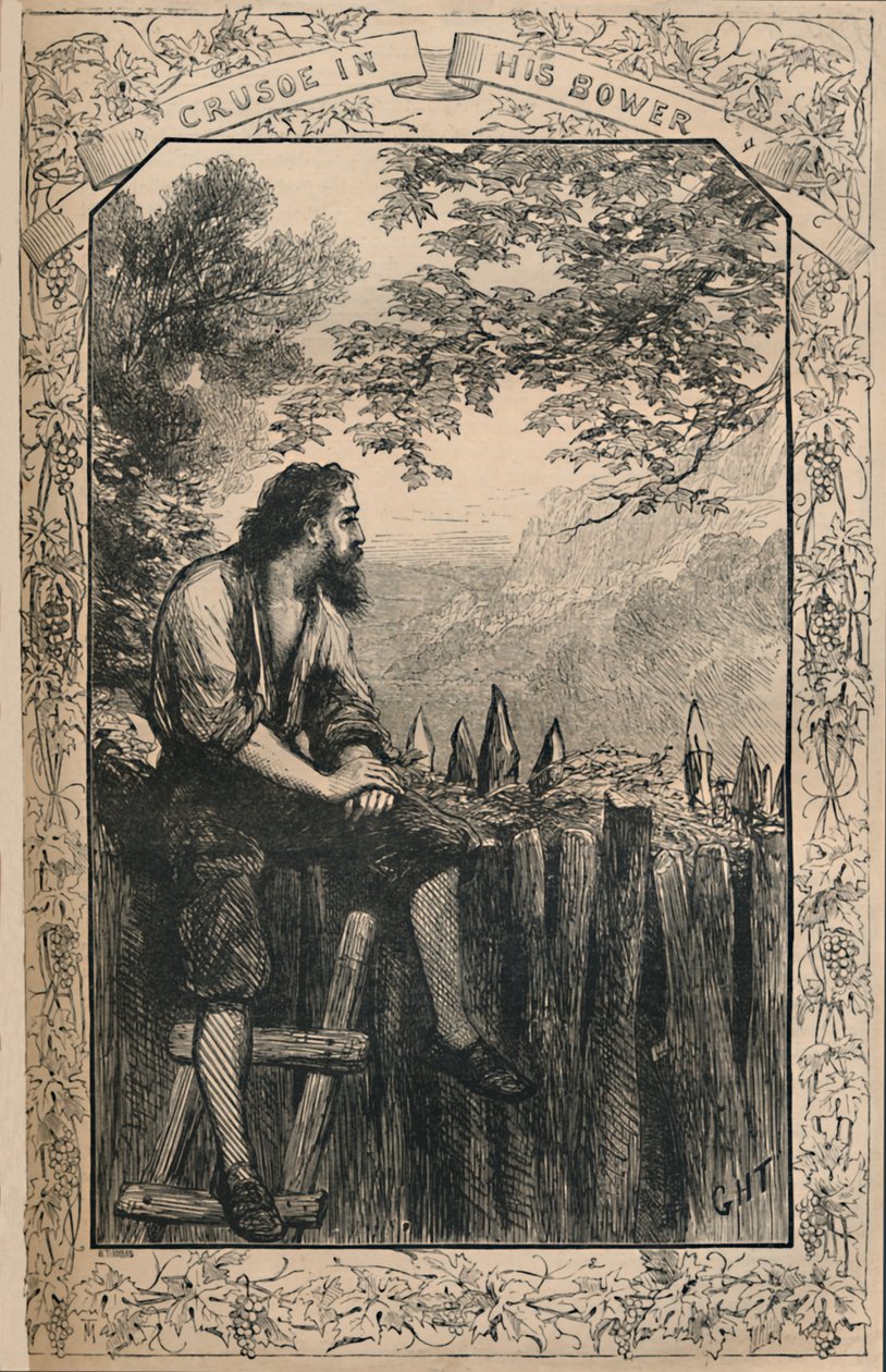 Crusoé em seu caramanchão, c1870 de Unbekannt