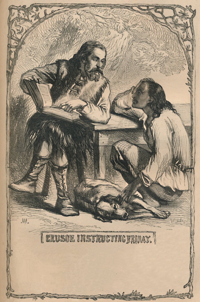 Crusoe Instrução sexta-feira, c1870 de Unbekannt