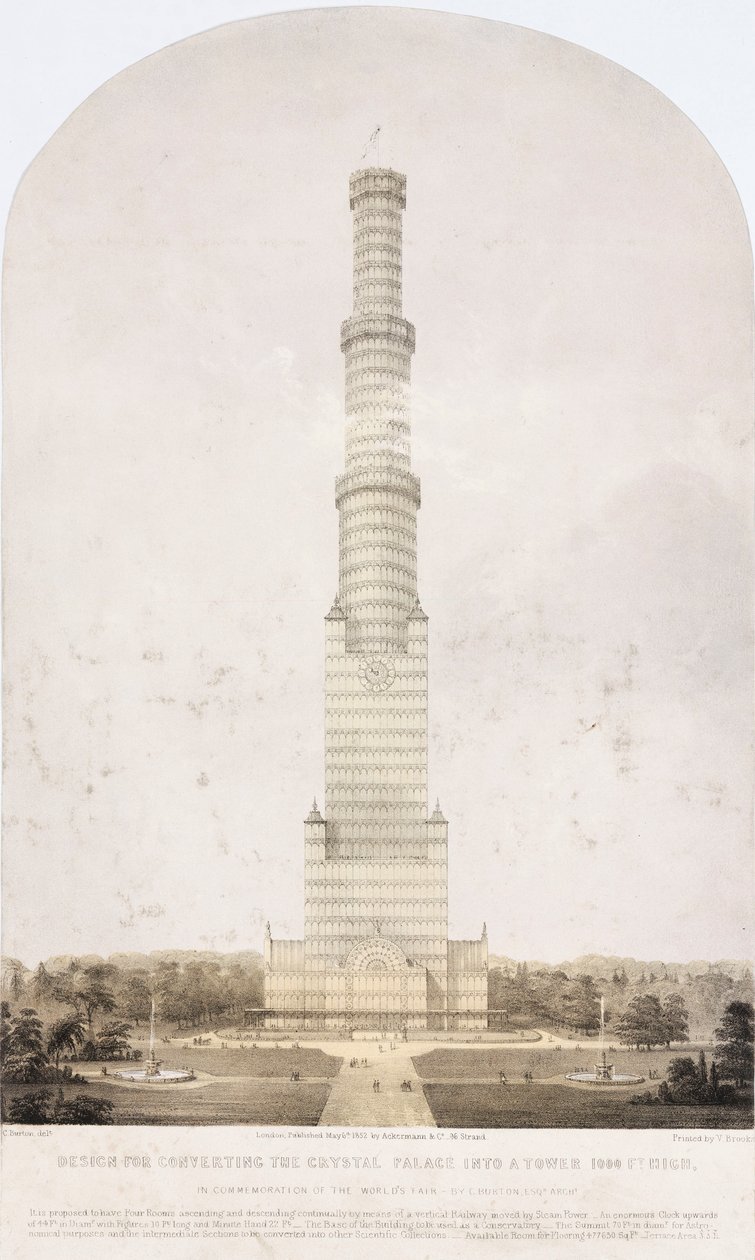 Crystal Palace, Design de Exposição Pós-Grandes para converter o Crystal Palace em uma torre de 1000 pés de altura de Unbekannt