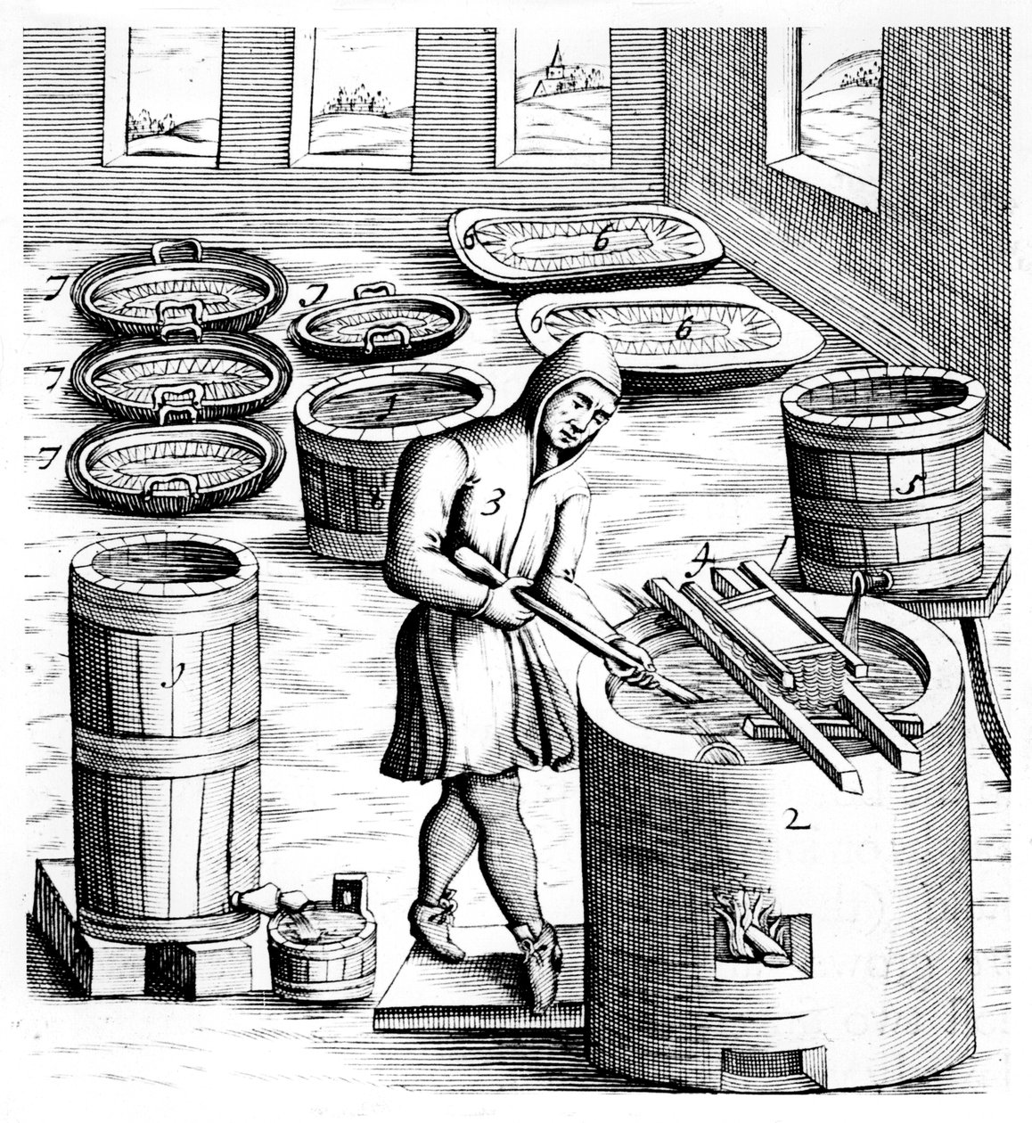 Cristalização de nitreto de salitre, nitrato de potássio ou KN03, 1683 de Unbekannt