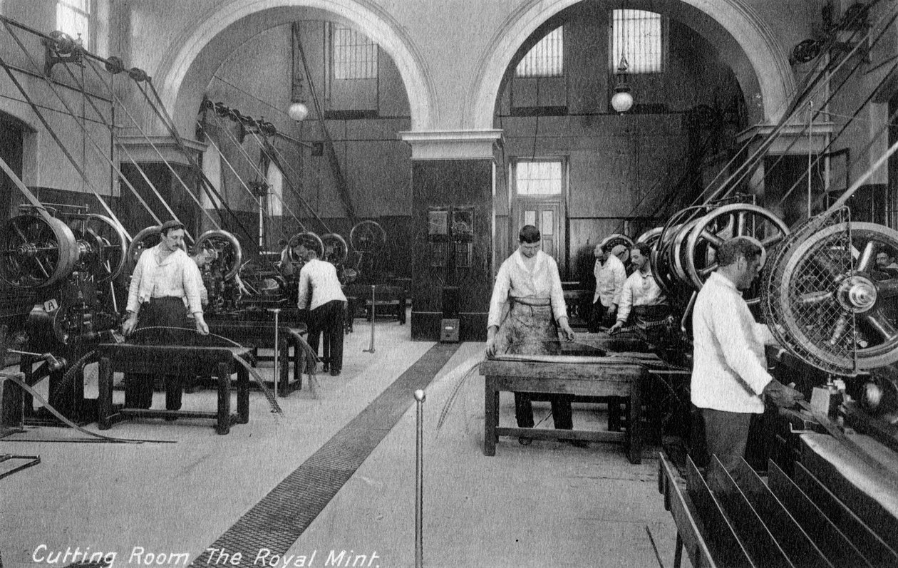 Cutting Room, a Casa da Moeda Real, Tower Hill, Londres, início do século XX de Unbekannt