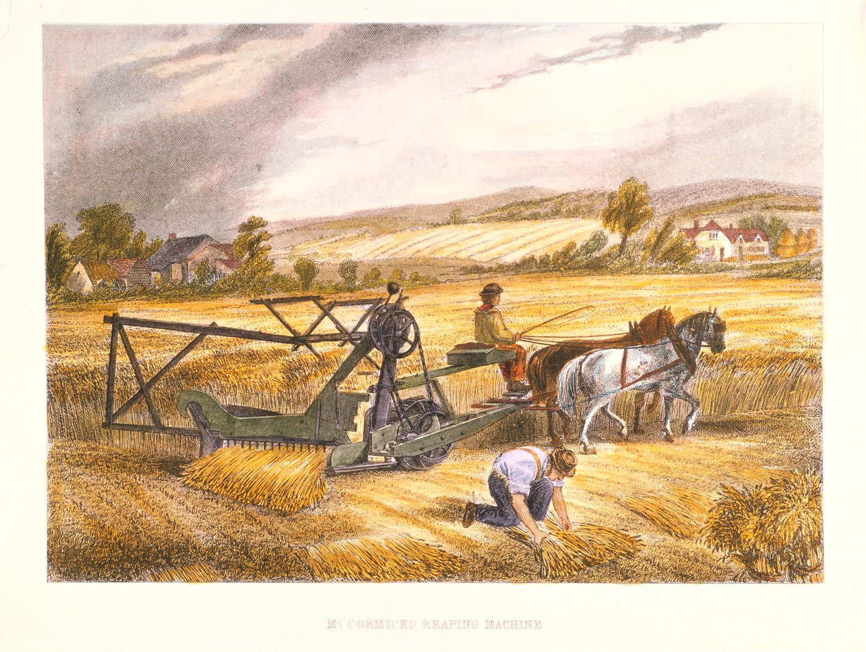 Máquina de colheita de Cyrus McCormicks de 1831, patenteada em 1834, c1851. de Unbekannt