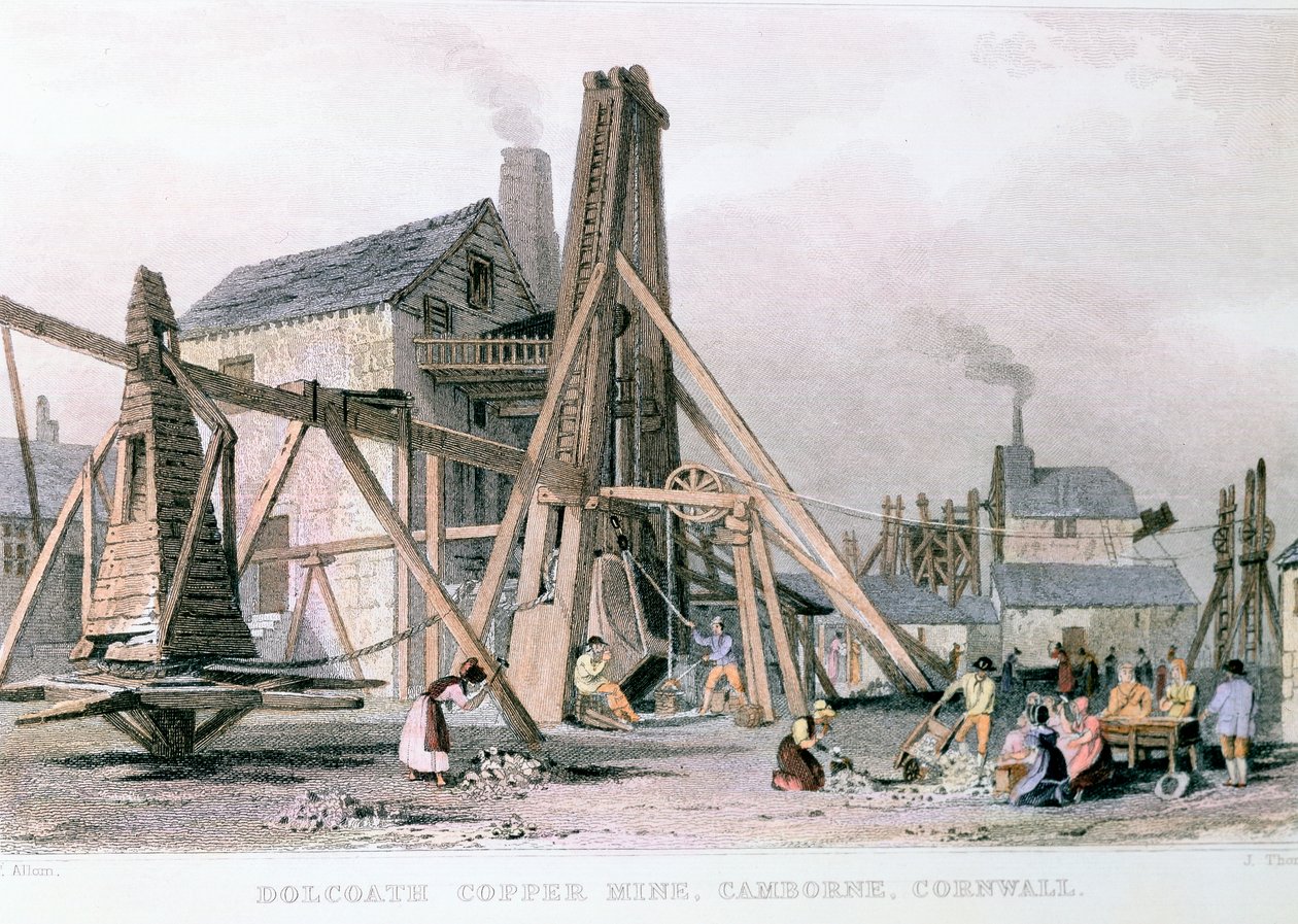 Mina de cobre de Dalcoath, Camborne, Cornualha, c1830 de Unbekannt