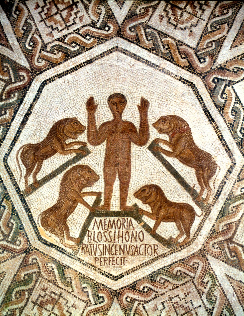 Daniel na cova dos leões, mosaico romano, século V de Unbekannt