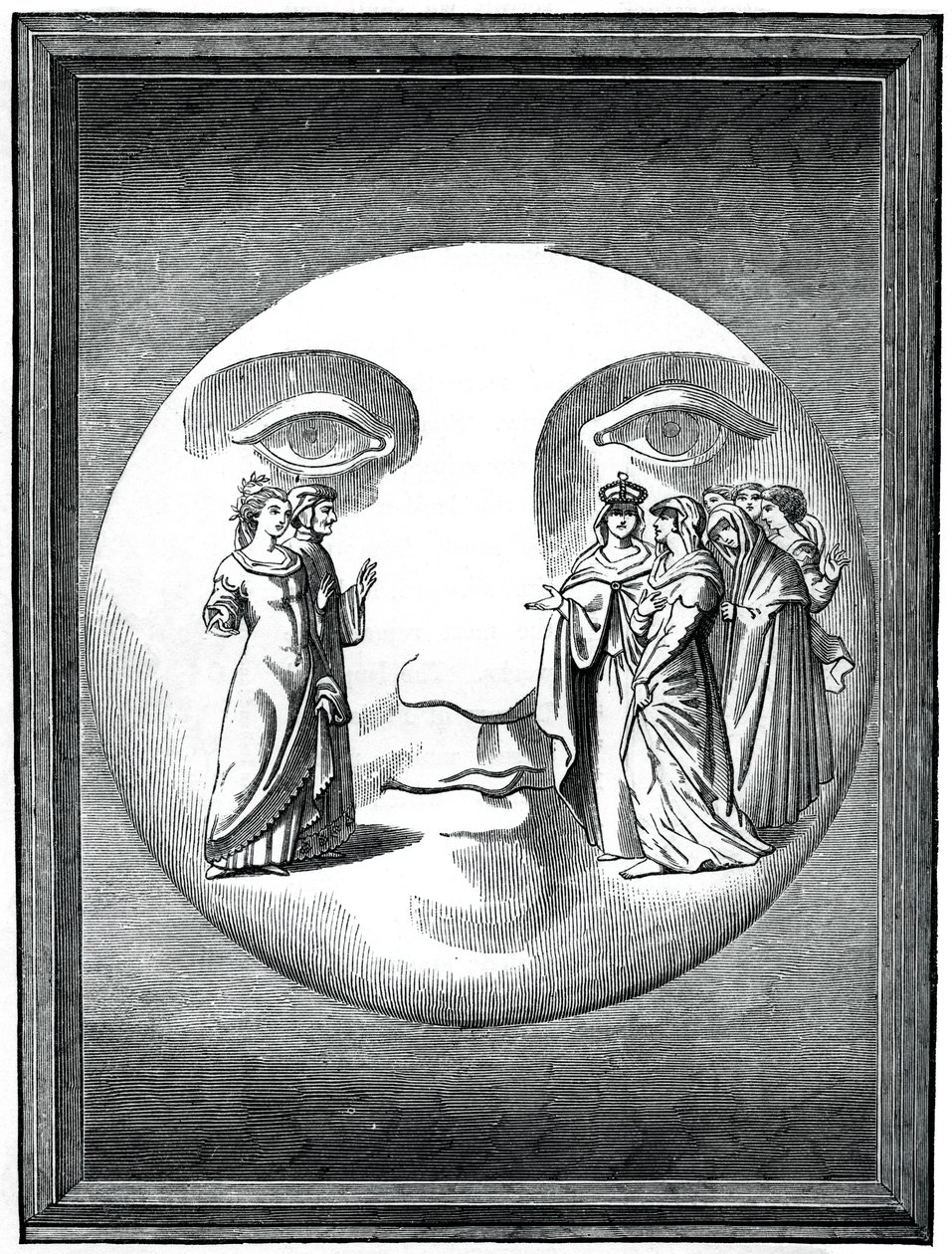 Dante e Beatrice transportados para a lua, século XVI em 1870 de Unbekannt
