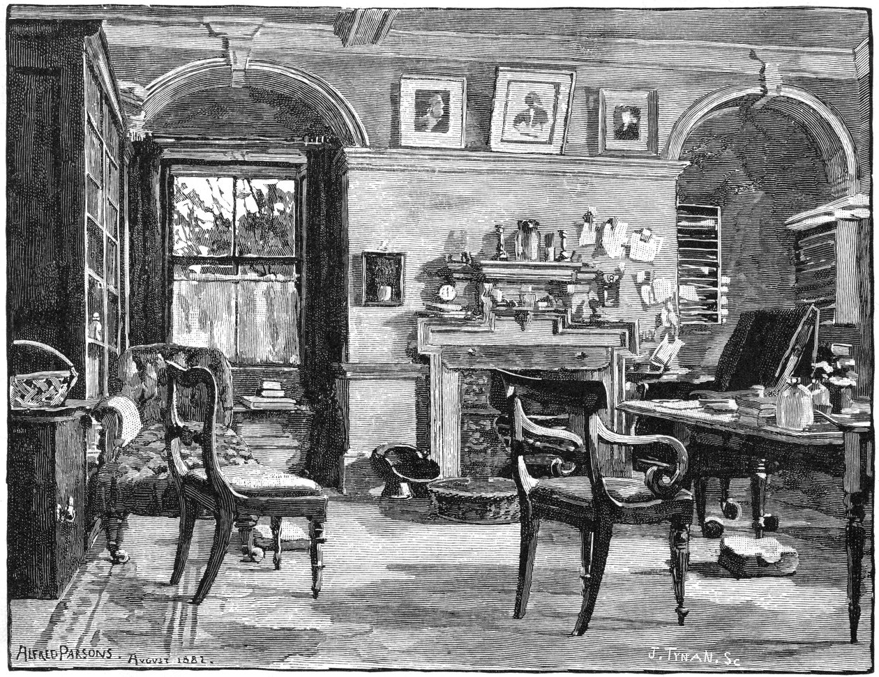 Darwins estuda em Down House, sua casa perto de Beckenham, Kent, 1883 de Unbekannt