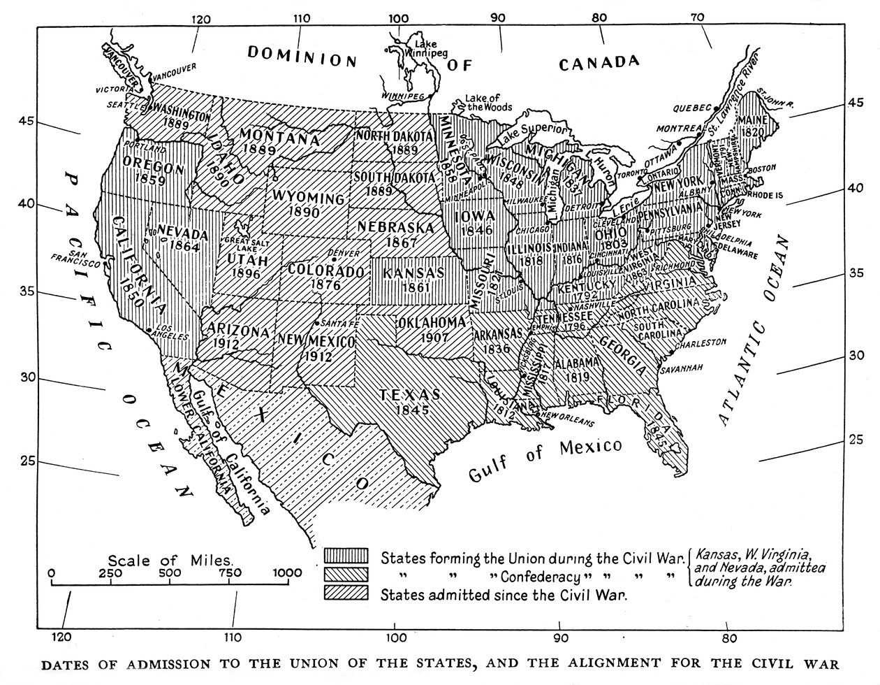 Datas de admissão na União dos Estados e alinhamento para a guerra civil, 1933 de Unbekannt