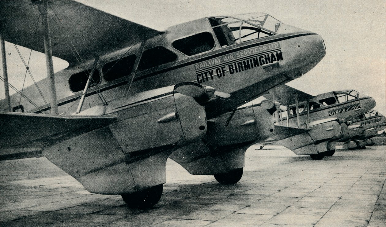 Aeronave De Havilland DH89 usada em algumas rotas do Serviço Aéreo Ferroviário, c1934 c1937 de Unbekannt