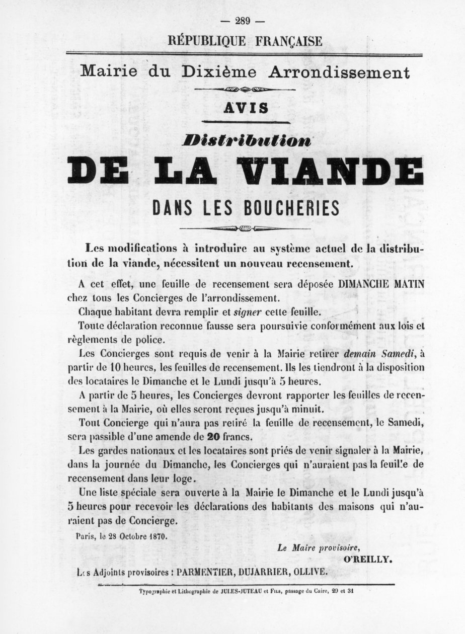 De La Viande, dos cartazes políticos franceses da Comuna de Paris, maio de 1871 de Unbekannt