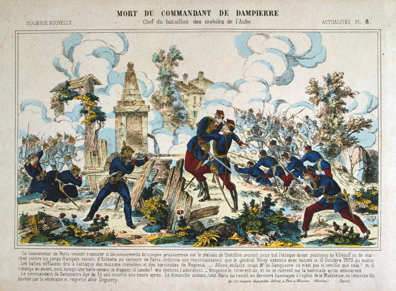 Morte do comandante de Dampierre, cerco de Paris, guerra franco-prussiana, 13 de outubro de 1870 de Unbekannt