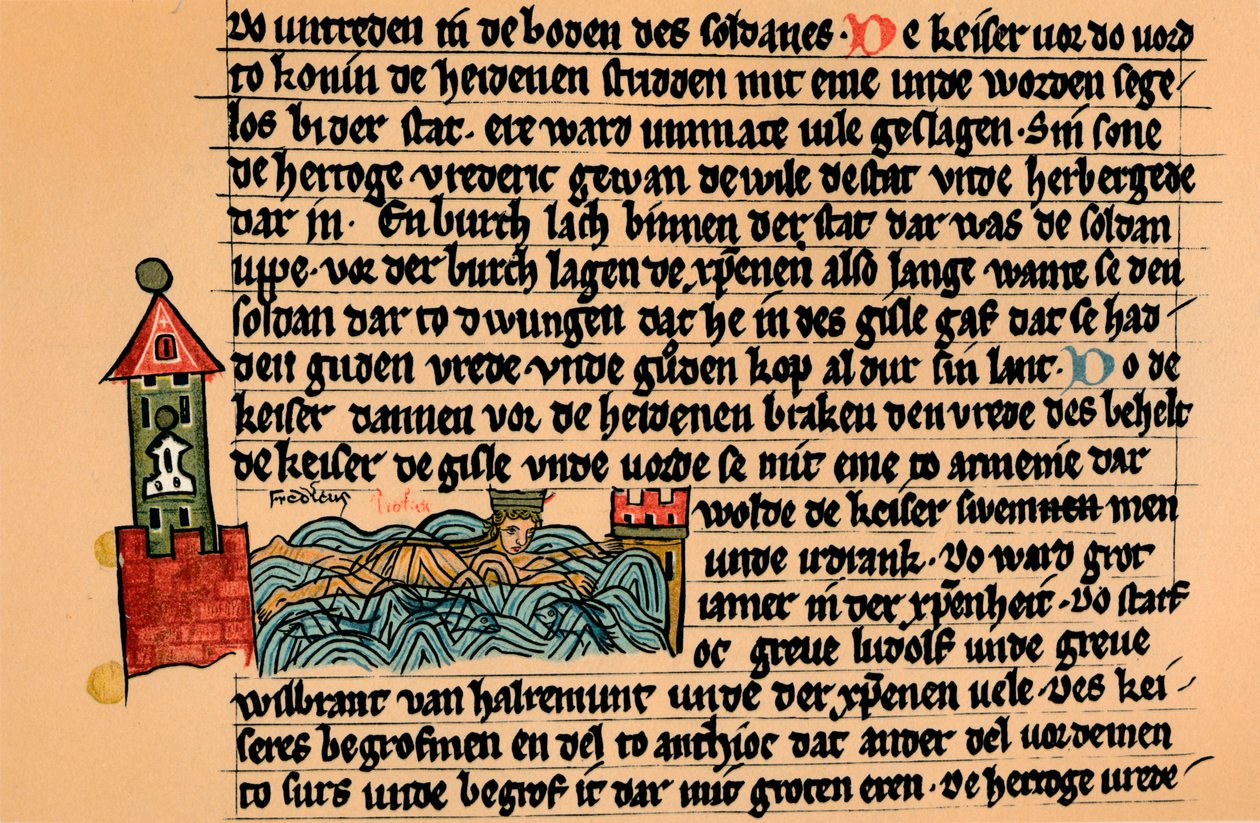 Morte de Frederick Barbarossa, c1154, 1907. de Unbekannt