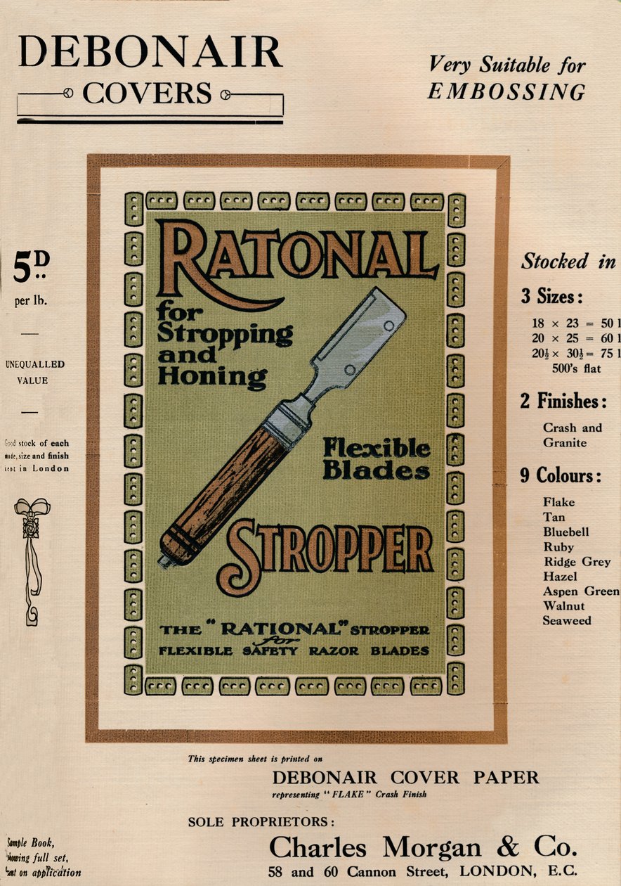 Capas Debonair - Lâminas de barbear Ratonal Stropper, 1909. de Unbekannt
