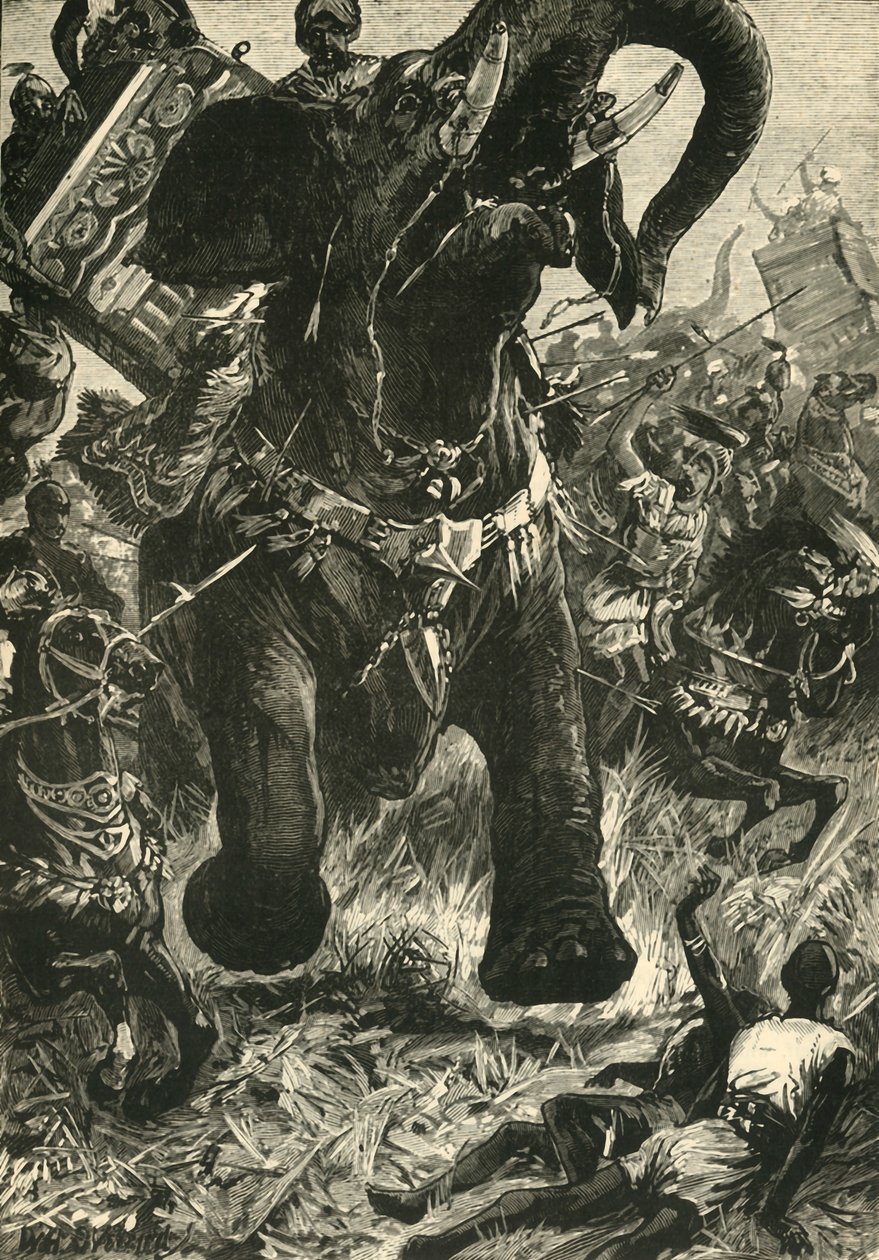 Derrota de Porus pelos macedônios, 1890. de Unbekannt