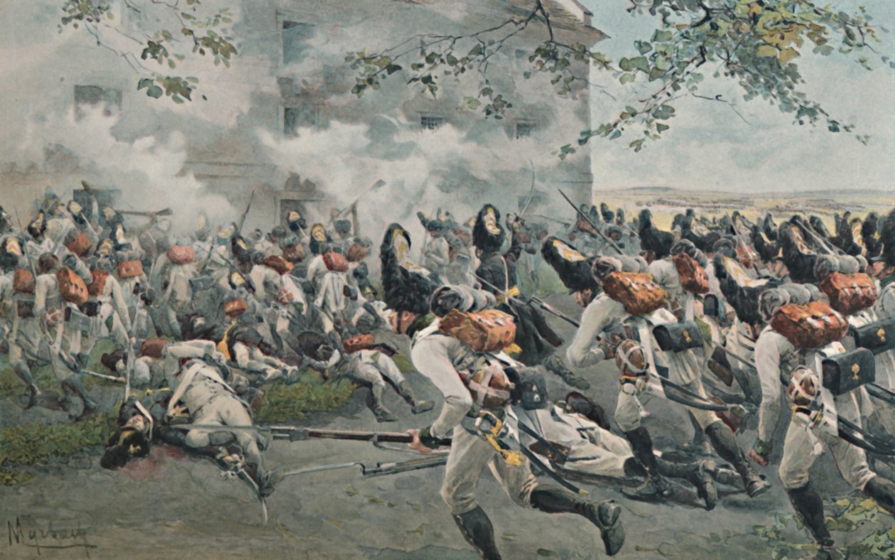 Defesa do celeiro em Essling, 1809, 1896 de Unbekannt